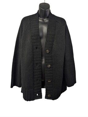 Scoop Women's M Black V-Neck Button Knit Cardigan Sweater NWT